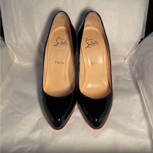 Christian Louboutin Glossy Black patent simple pumps 100mm. EU 38.5